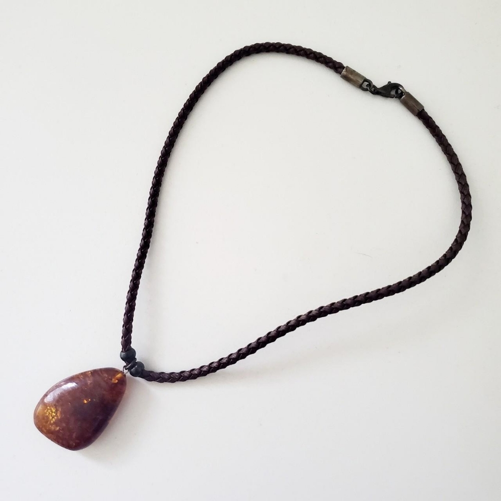 Leather Amber Necklace